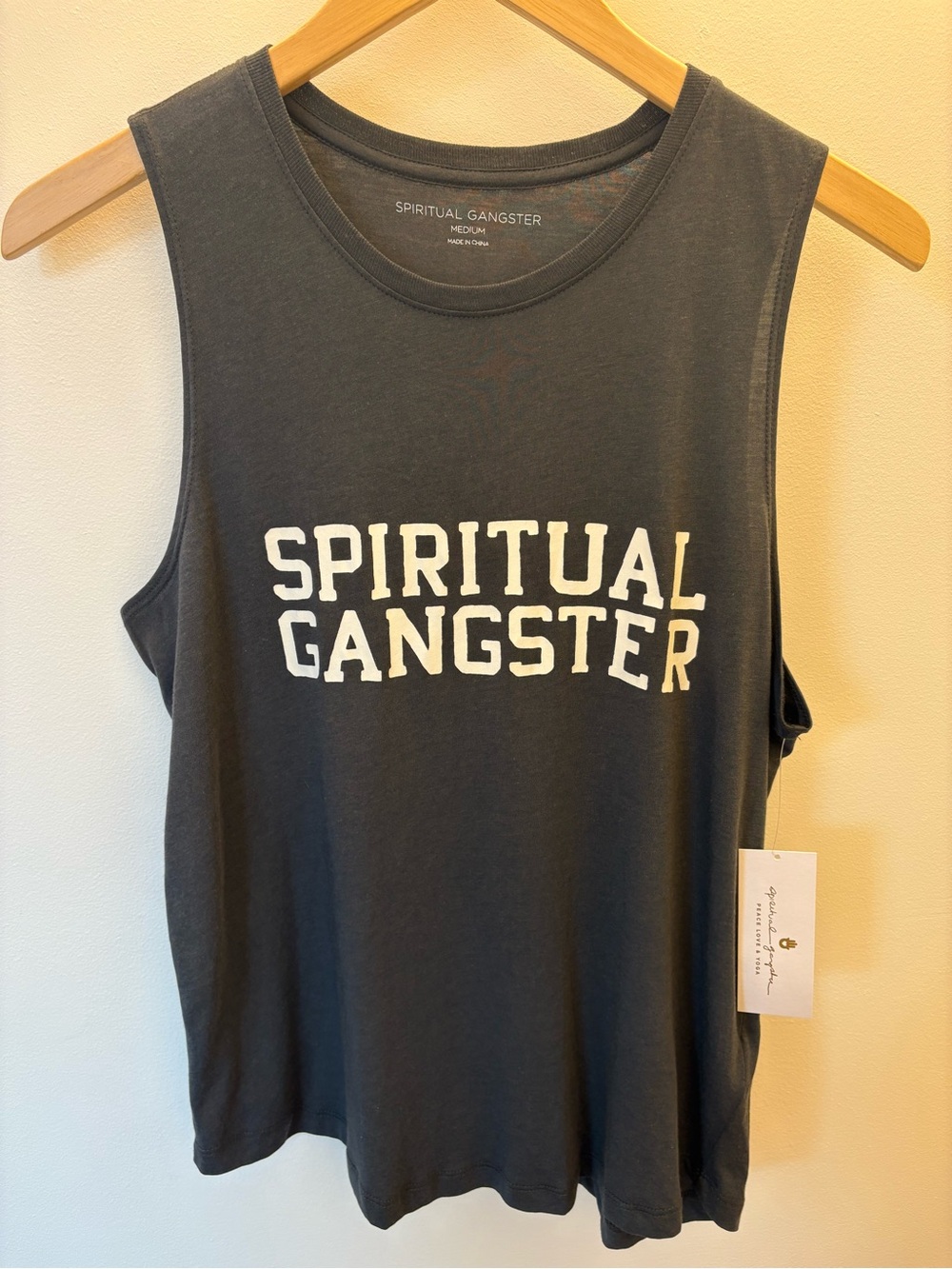 Spiritual Gangster Charcoal Muscle Tee with White Logo